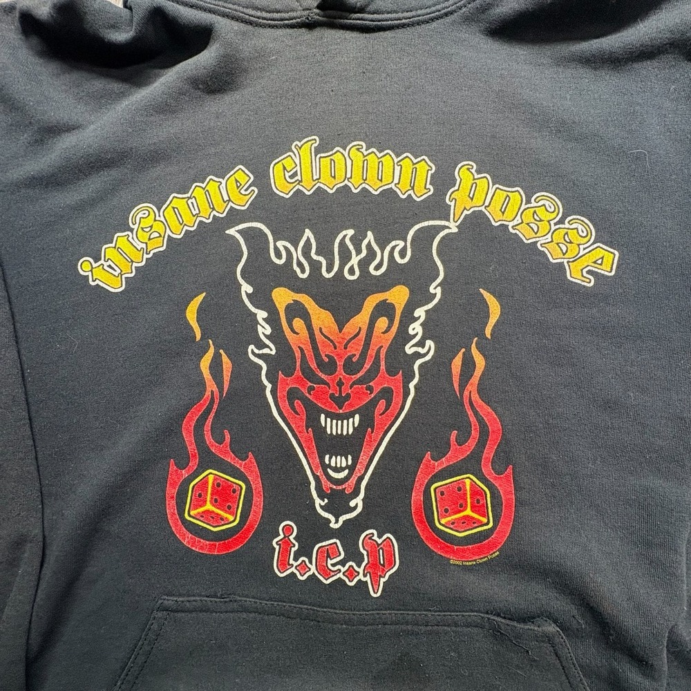 Vintage 2002 Insane Clown Posse ICP The Wraith Joker Card Hoodie Black Large - Picture 2 of 9